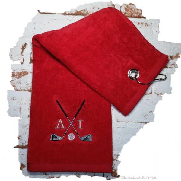 Golfhandtuch rot personalisieren lassen